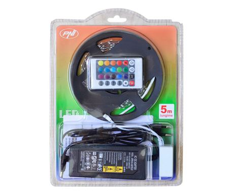 PNI D-Light 60RGB Fleksibilna unutarnja LED traka, 60 LED dioda/m, 12V, 5m s daljinskim upravljačem i transformatorom