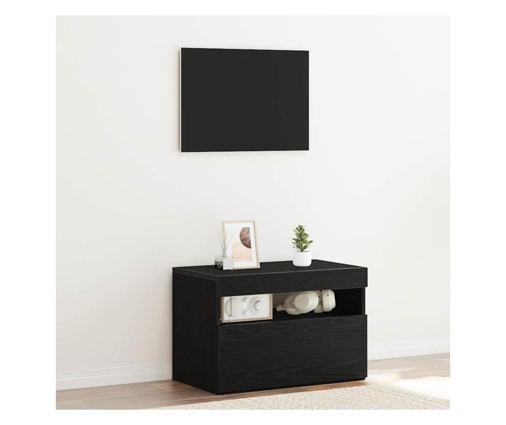 Crni ormarić za noćni ormarić 60 X 35 X 40 cm Kompozitno drvo - 2