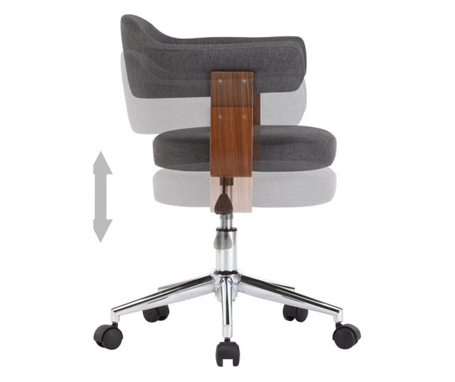 Vrtljivi jedilni stoli, 4 kosi, sivi, upognjen les/tkanina