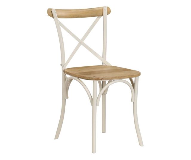 Stoli z naslonjalom v obliki križa, Komplet 4, Beli, Masiven mangov les