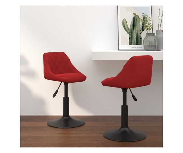 Vrtljivi jedilni stoli, 2 kosa, vinsko rdeča, žamet