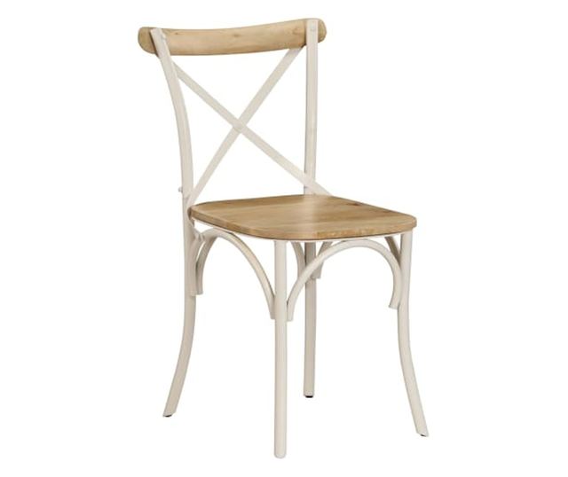 Stoli z naslonjalom v obliki križa, Komplet 4, Beli, Masiven mangov les