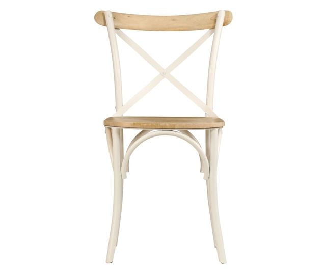 Stoli z naslonjalom v obliki križa, Komplet 4, Beli, Masiven mangov les