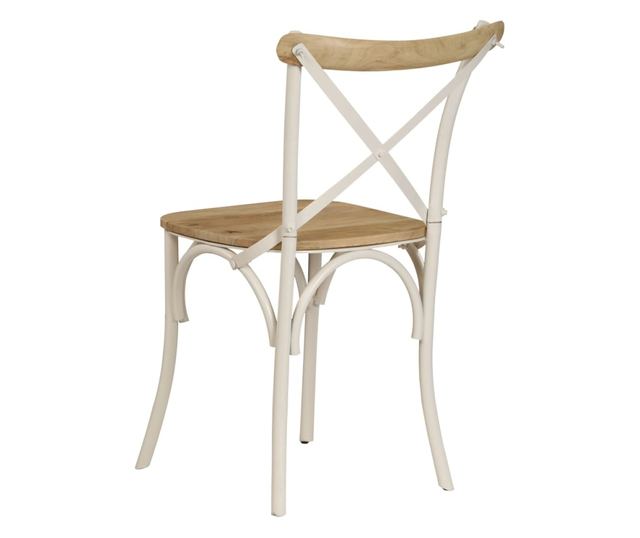 Stoli z naslonjalom v obliki križa, Komplet 4, Beli, Masiven mangov les