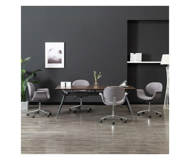 Vrtljivi jedilni stoli, komplet 4, sivi, tekstil