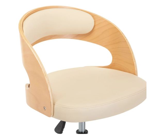 Vrtljivi stoli, 4 kosi, kremni, upognjen les in umetno usnje