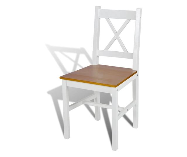 Jedilni stoli, 2 kosa, beli, borov les