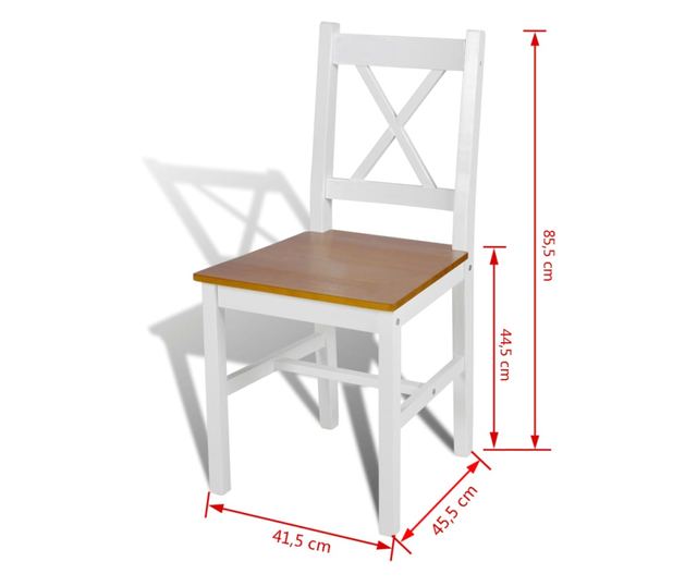 Jedilni stoli, 2 kosa, beli, borov les