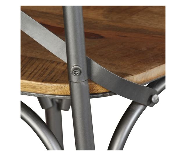 Jedilni stoli (komplet 4), masiven mangov les, jekleno križno naslonjalo