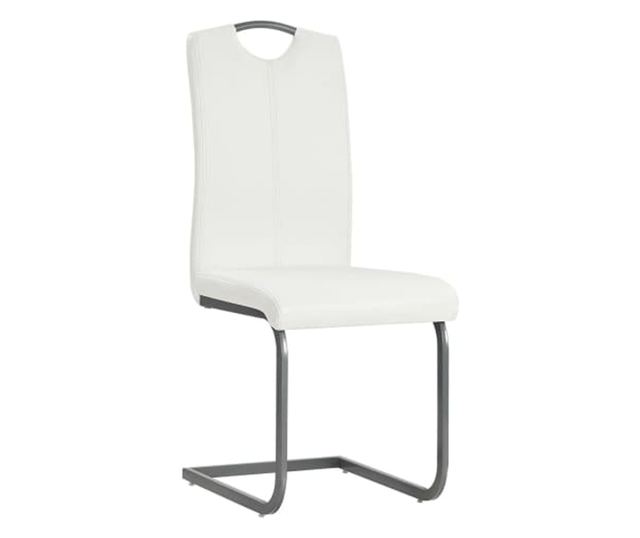 Konzolne kuhinjske stolice, set 4, bele, umetno usnje