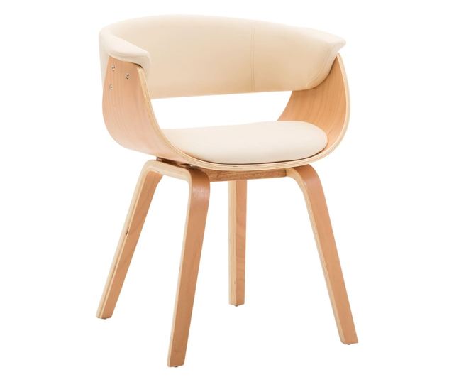 Kuhinjski stol, krem barva, upognjen les in umetno usnje