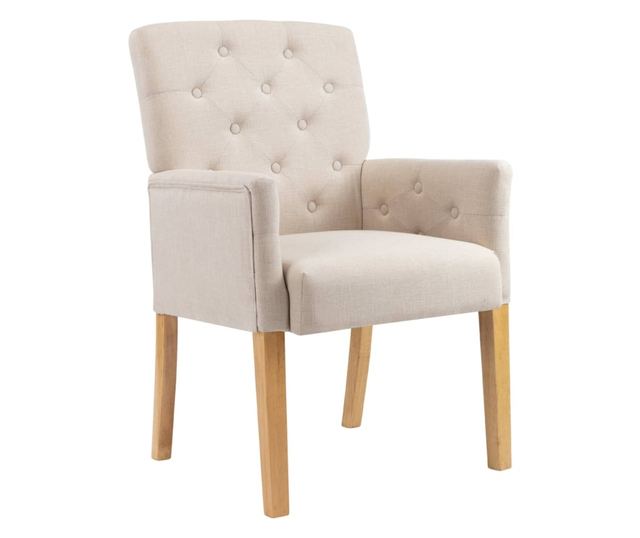 Jedilni stoli z naslonjali za roke, komplet 2, bež, blago