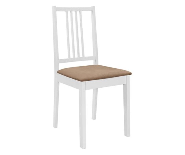 Jedilni stoli z blazinami, 6 kosov, beli, masivni les