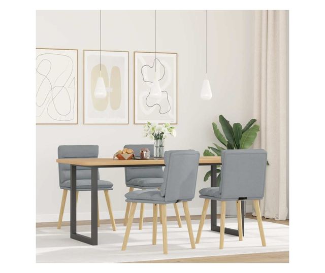 Vrtljivi jedilni stoli, komplet 4, svetlo sivi, blago