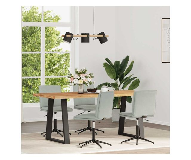 Kuhinjski stoli, komplet 4, svetlo sivi, žamet