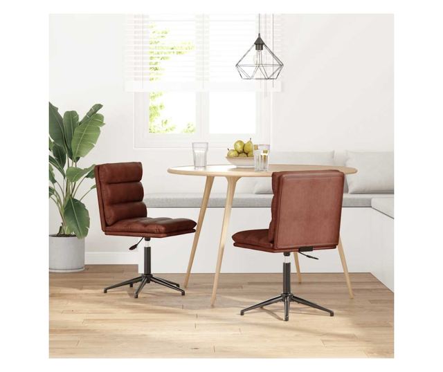 Kuhinjski stoli, 2 kosa, sijajno rjava, umetno usnje