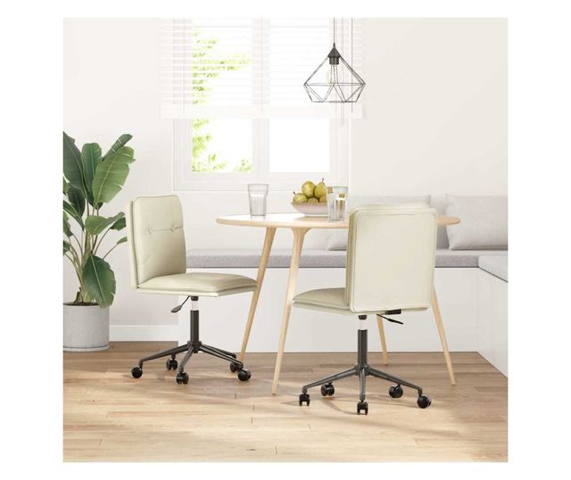 Jedilni stoli, 2 kosa, kremni, umetno usnje