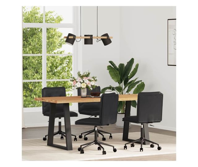 Jedilni stoli, 4 kosi, črno umetno usnje