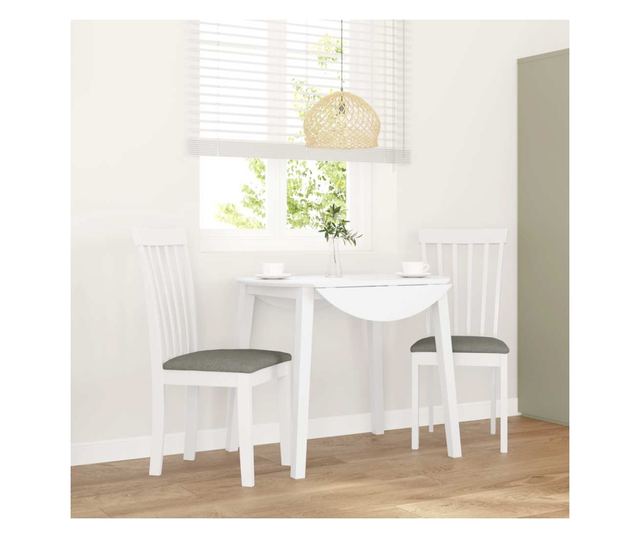 Jedilni stoli z blazinami 2 kosa masiven kavčukov les bela