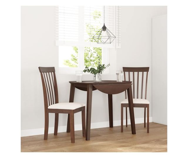 Jedilni stoli z blazinami - 2 kosa, masiven les kavčukovca, rjava