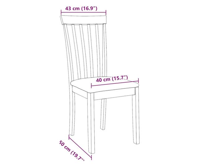 Jedilni stoli z blazinami - 2 kosa, masiven les kavčukovca, rjava