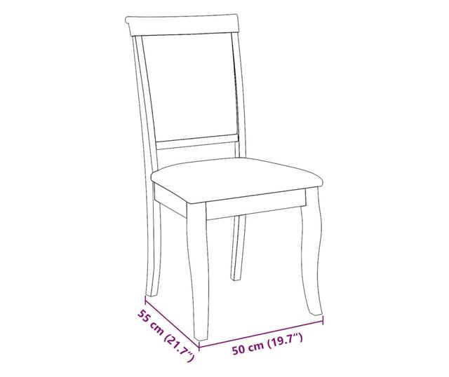 Jedilni stoli z blazinami 2 kosa masiven kavčukovec naravne barve