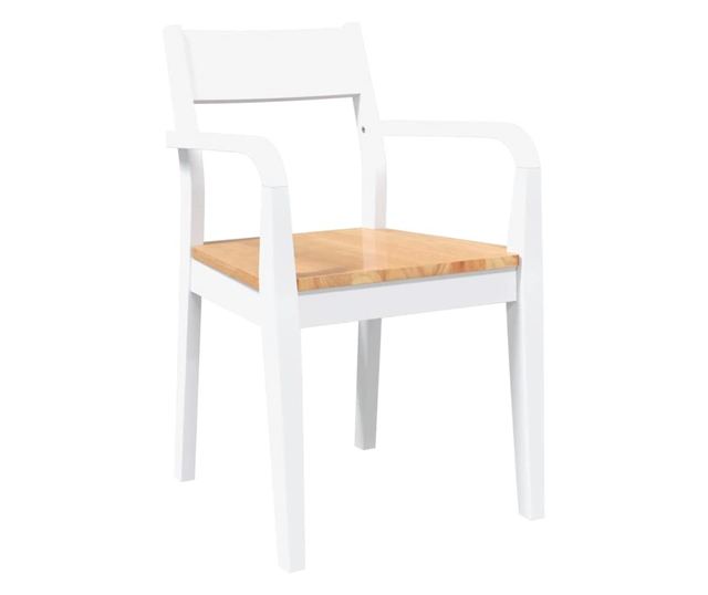 Jedilni stoli 2 kosa masiven les kavčukovca bel