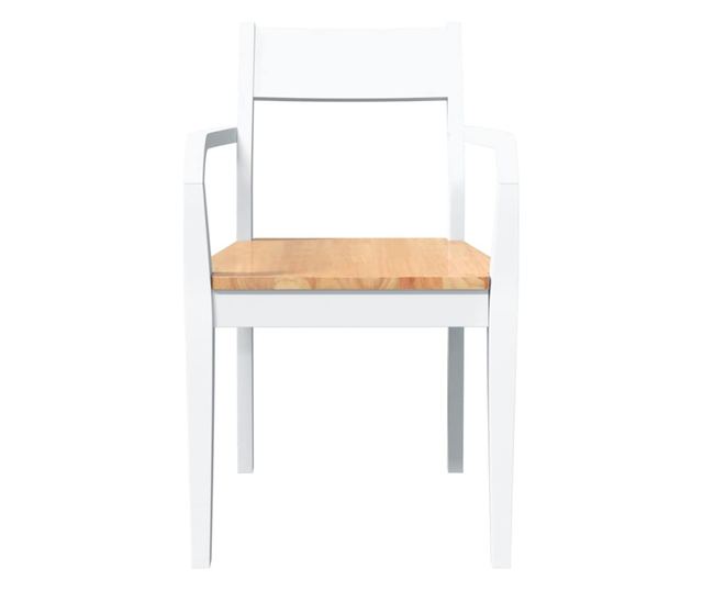 Jedilni stoli 2 kosa masiven les kavčukovca bel