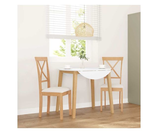 Jedilni stoli z blazinami, 2 kosa, masiven les kavčukovca