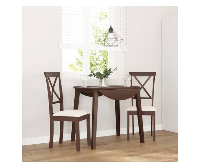 Jedilni stoli z blazinami, 2 kosa, masiven kavčukovec, rjava