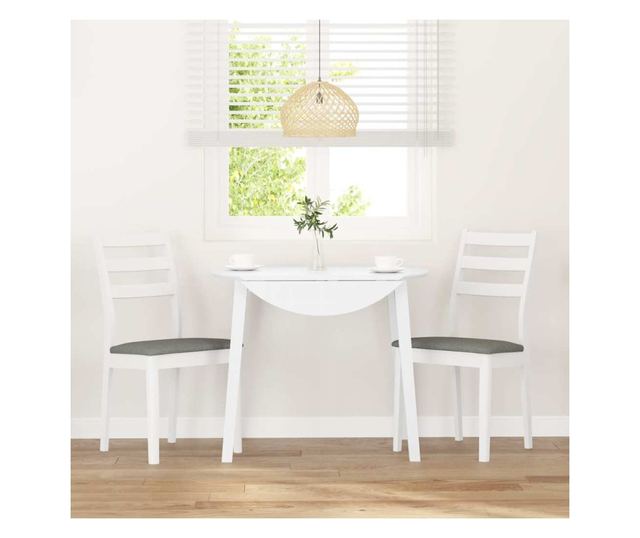 Jedilni stoli z blazinami, 2 kosa, masiven kavčukovec, bela