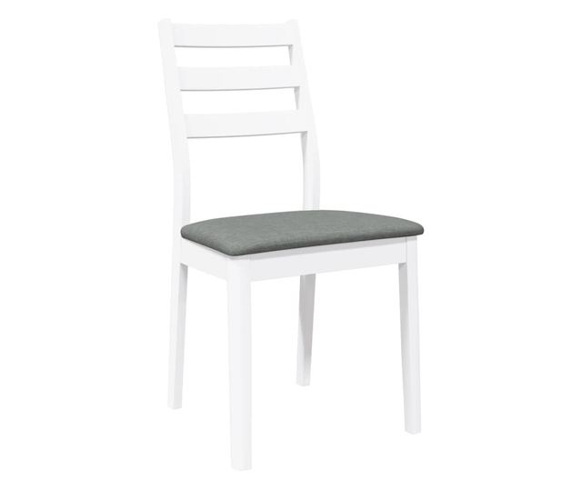 Jedilni stoli z blazinami, 2 kosa, masiven kavčukovec, bela