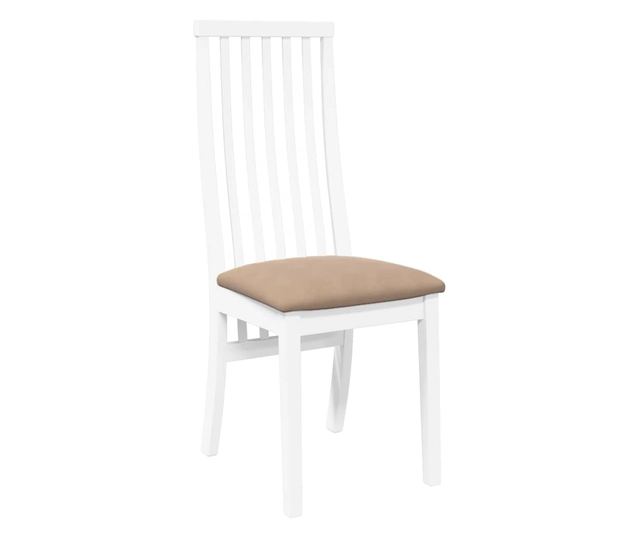 Jedilni stoli z blazinami, 2 kosa, masiven les kavčukovca, bela