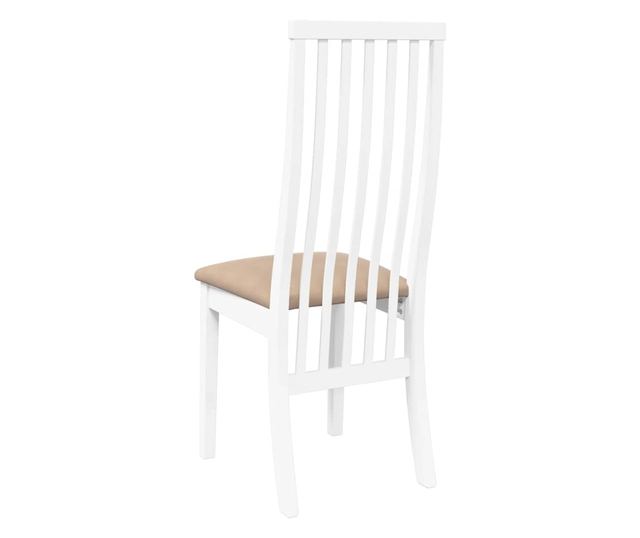 Jedilni stoli z blazinami, 2 kosa, masiven les kavčukovca, bela