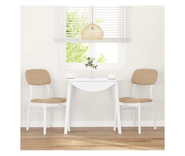 Jedilni stoli z blazinami, 2 kosa, masiven les kavčukovca, bela