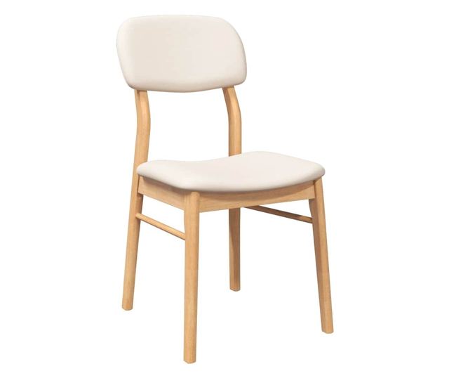 Jedilni stoli z blazinami, masiven les kavčukovca, naravna barva, 2 kosa