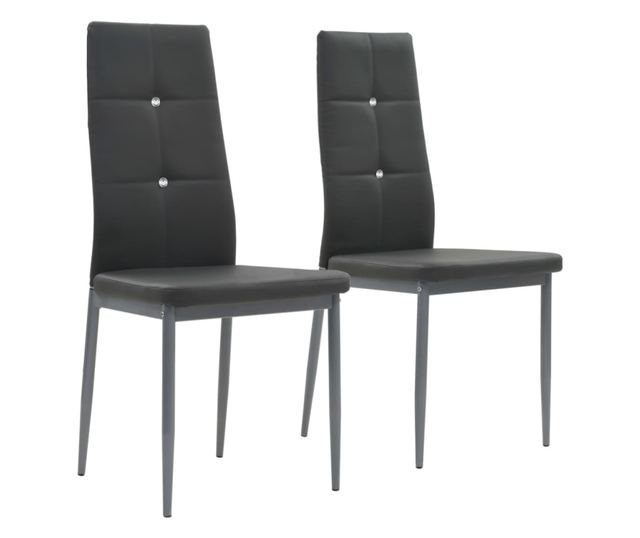 Jedilni stoli, 2 kosa, sivi, umetno usnje