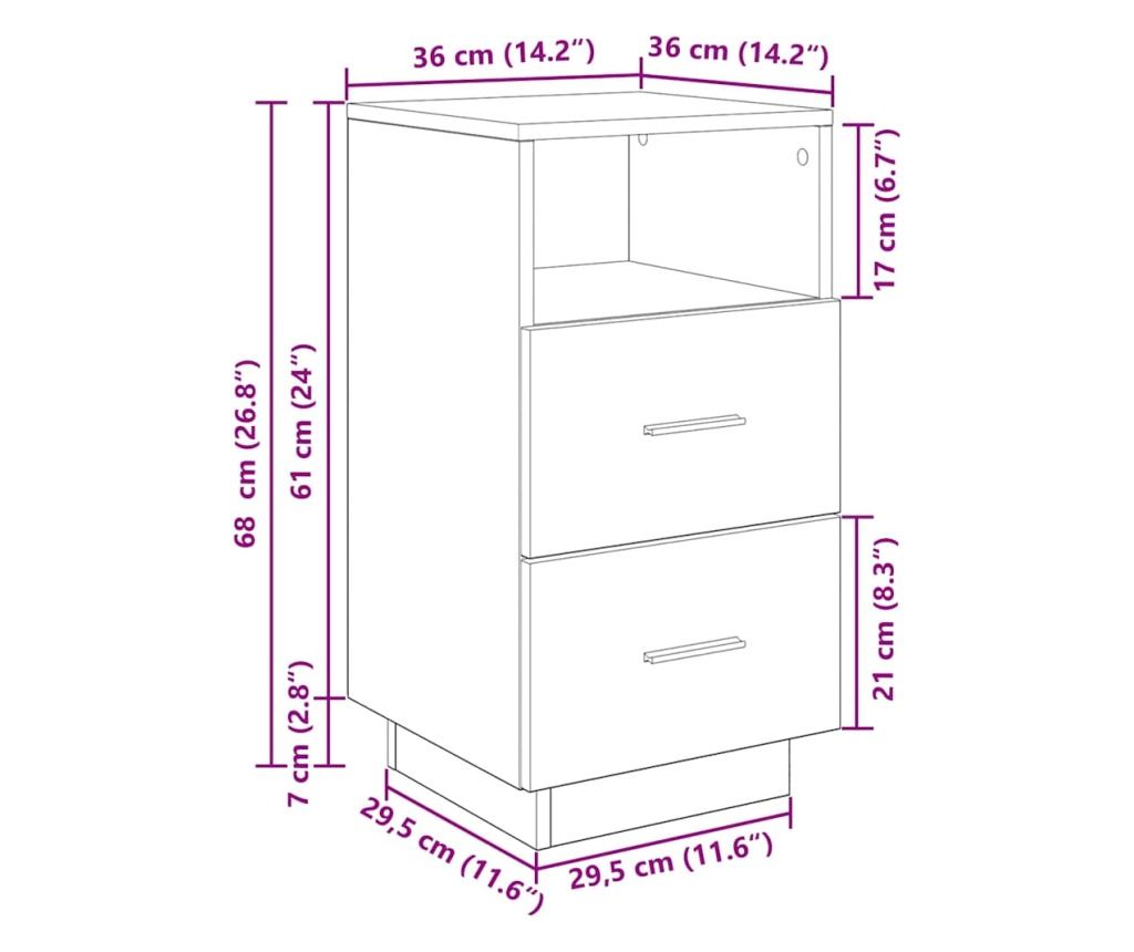 Noćni ormarić s 2 ladice Artisan Oak 36x36x68 cm - 10
