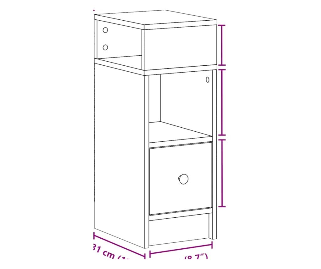 Noćni ormarić s ladicom sivi beton 25x31x66 cm - 10