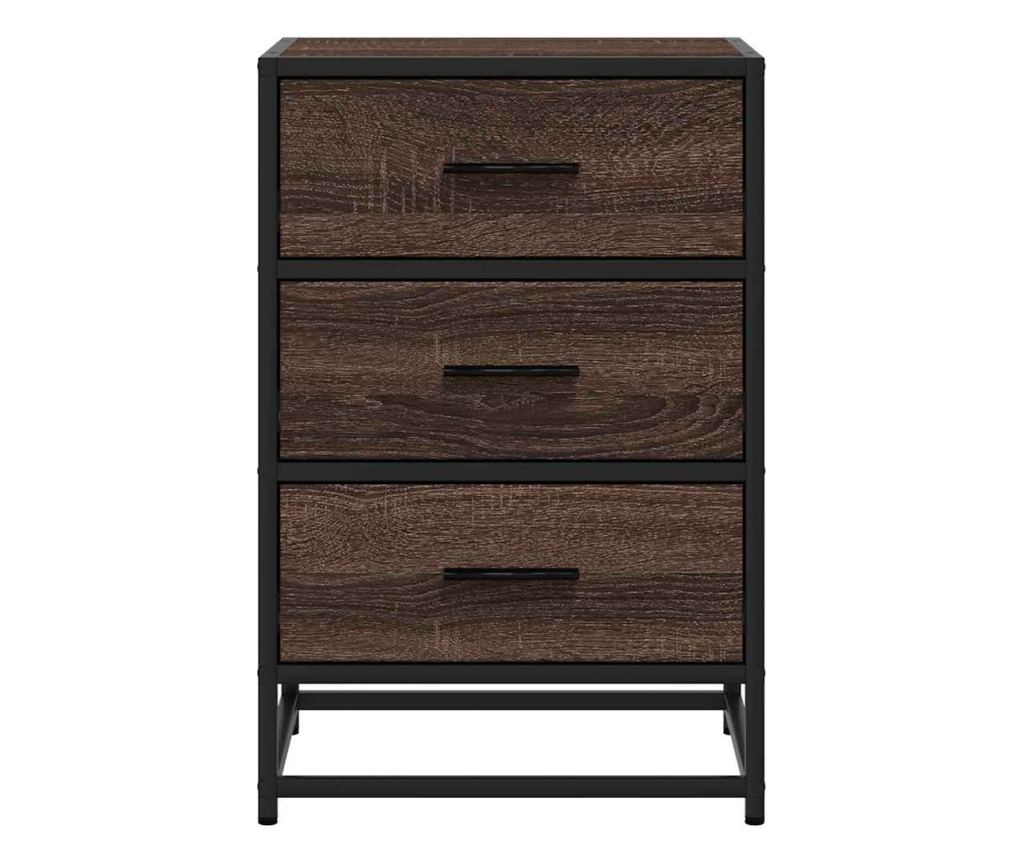 Noćni ormarić Brown Oak 40X34,5X60 Cm (Obrađeno drvo i metal) - 5