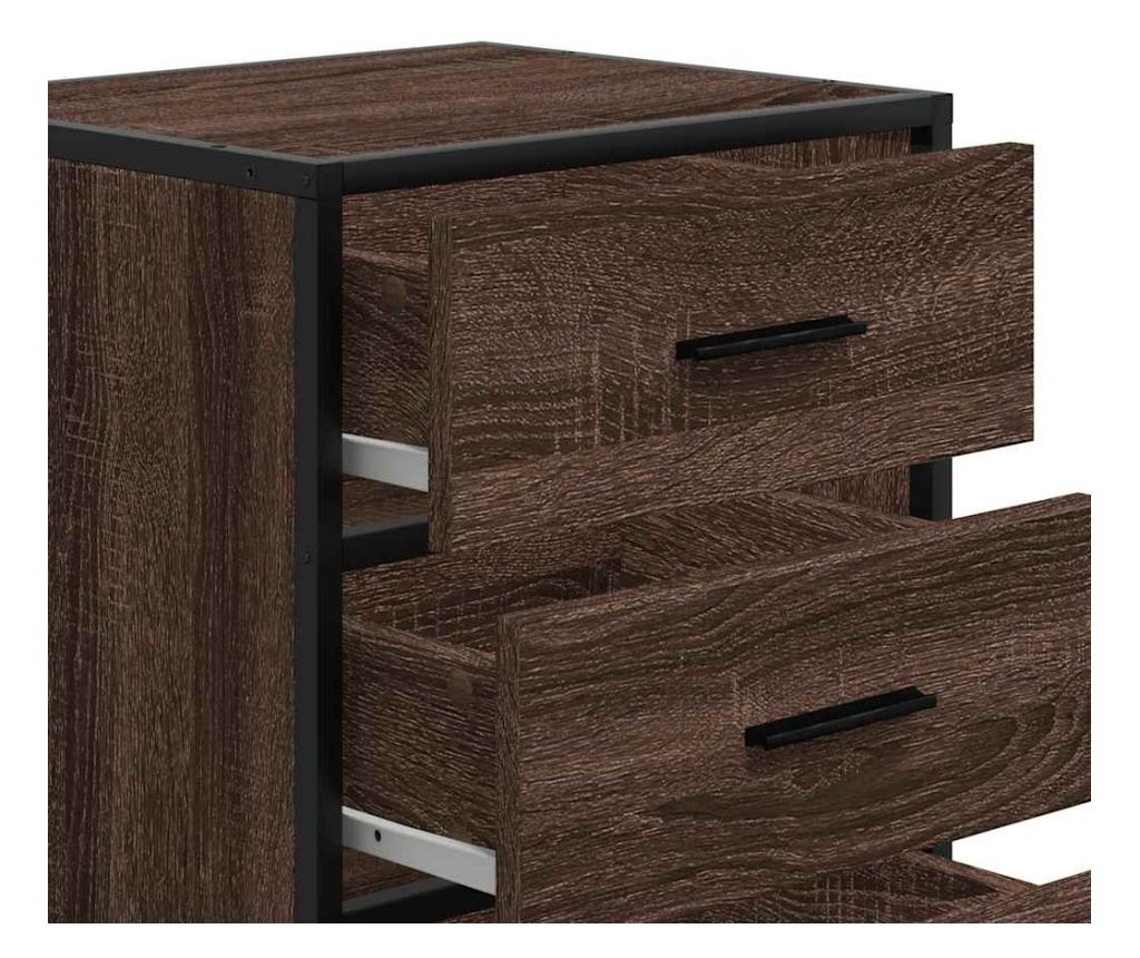 Noćni ormarić Brown Oak 40X34,5X60 Cm (Obrađeno drvo i metal) - 8