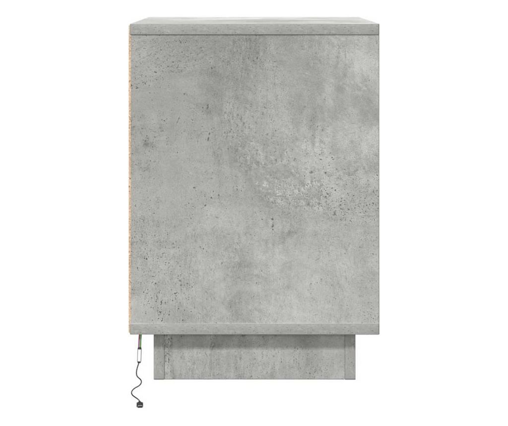 Noćni ormarić s LED svjetlima, boja betonsko siva, 38x34x50 cm - 7