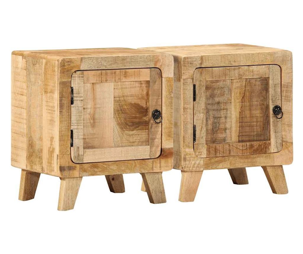 2 Komada Noćni Ormarić 40X32X46 Cm Masivno Sirovo Drvo Manga - 2