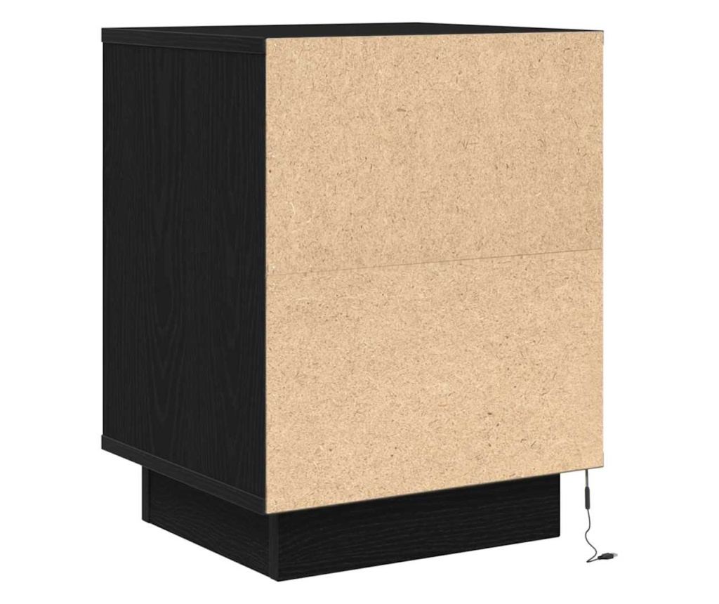 Noćni ormarić s LED svjetlima (2 komada) Crni 38x34x50 cm - 10