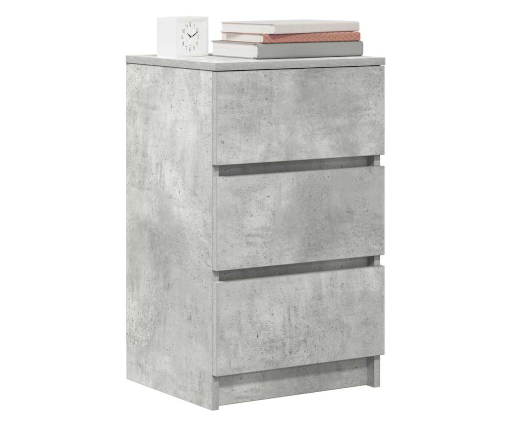 Noćni ormarić s 3 ladice betonsko sivi 39x35x65 cm - 4