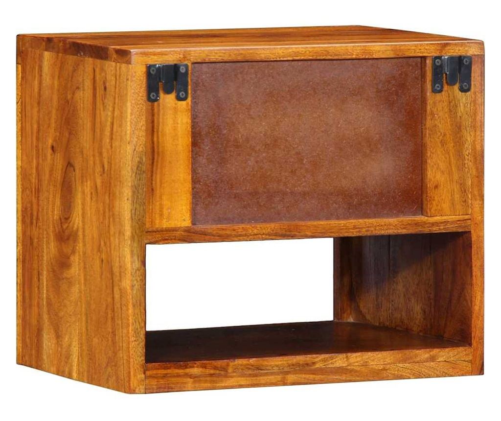 2 kom Smeđi noćni ormarić 40x35x35 cm od masivnog bagremovog drva - 8