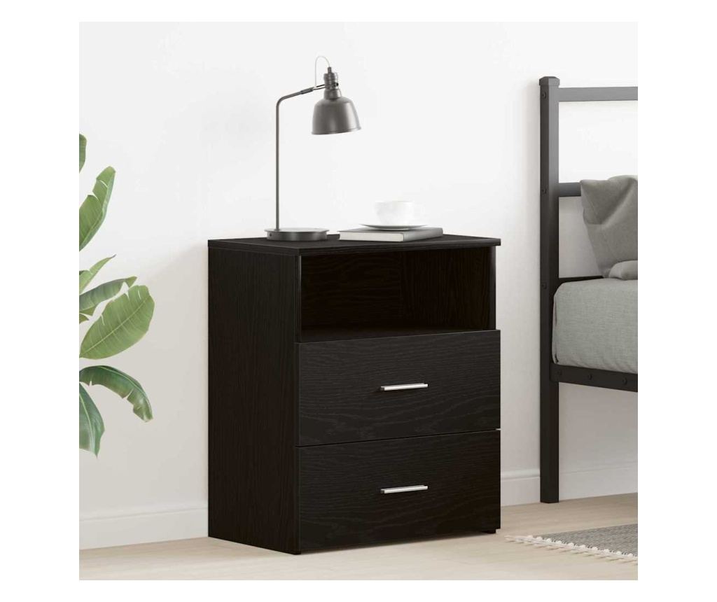 Noćni ormarić s ladicom Crni hrast 50 x 32 x 60 cm Kompozitno drvo - 2