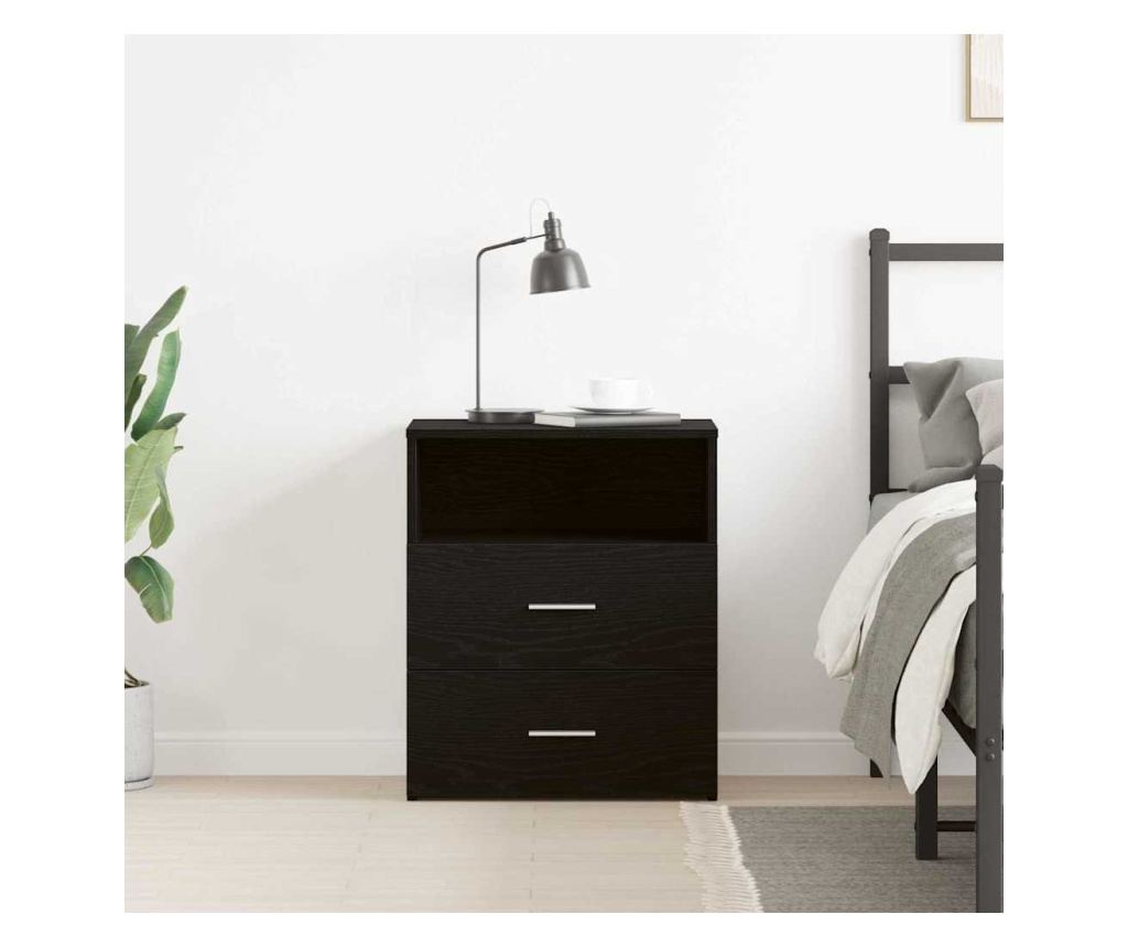 Noćni ormarić s ladicom Crni hrast 50 x 32 x 60 cm Kompozitno drvo - 4
