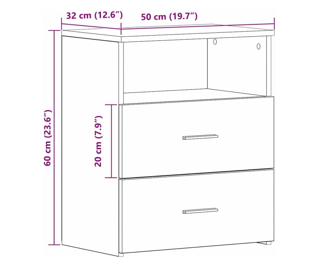 Noćni ormarić s ladicom Crni hrast 50 x 32 x 60 cm Kompozitno drvo - 11