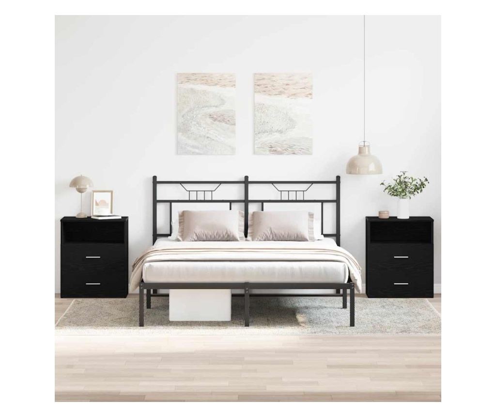 Noćni ormarić 2 kom Crni hrast 50 x 32 x 60 cm Kompozitno drvo - 2